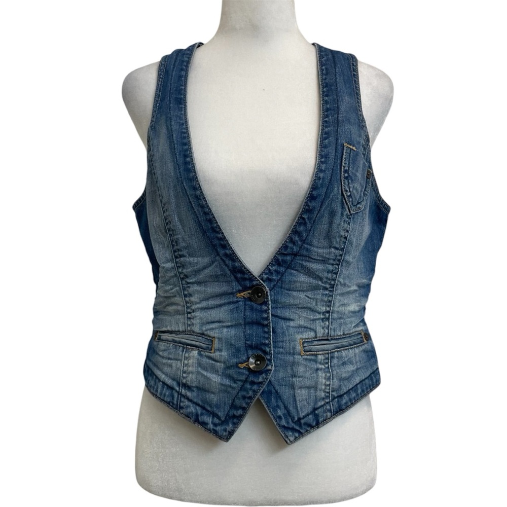Esprit Vintage Y2K Blue Denim Sleeveless Scrunch Vest